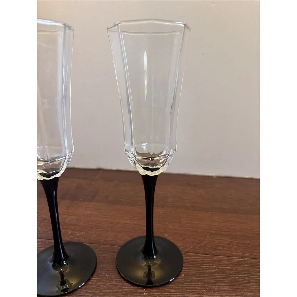VTG LUMINARC FRANCE Crystal Octime  Stem Champagne Fluted Glasses 8.5/8 Set Of 2